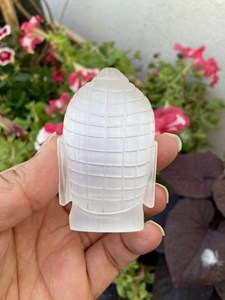 Tête de Bouddha en Sélénite Blanche Sculptée à la Main, 3 Pouces, Statue en Cristal, Reiki, Méditation, Décoration Spirituelle pour la Maison, Fournisseur en Gros - Product Image 5