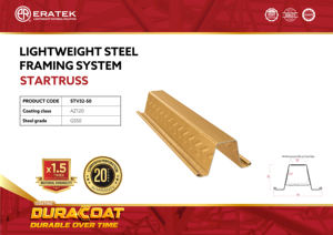 Système de charpente de toit résidentiel en acier léger STV32-50 Eratek, revêtement Duracoat, acier de qualité G550, norme JIS, tolérance de 5% - Product Image 2