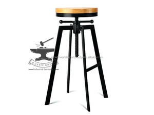 Industrial Wooden Bar <b>Stool</b> with Backrest Adjustable Height Bar <b>Stool</b> Chair Rustic Wood & Metal Bar Chair Vintage Industria - Product Image 6