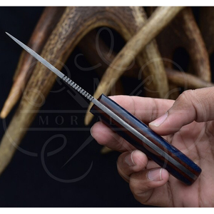 Couteau de chasse artisanal en acier Damas, manche en Micarta et bois de jute, couteau de survie Bushcraft à lame pleine, fournisseur OEM - Product Image 4