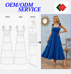 Vestido Maxi Azul al por Mayor, Estilo A-Line, Casual de Verano, Tejido de Poliéster, Ajuste Delgado, Floral, Cintura Imperio Sencilla, Transpirable, Dulce, Largo hasta el Suelo - Product Image 6