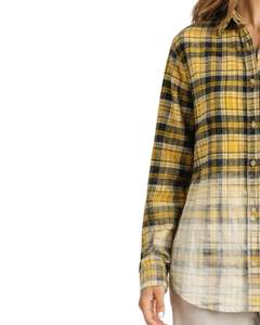 Camisa de Franela a Cuadros Amarilla y Negra Personalizada para Mujer, Manga Larga, Cierre de Botones, Estilo Casual, Mezcla de Algodón, Moda Otoño Invierno - Product Image 4