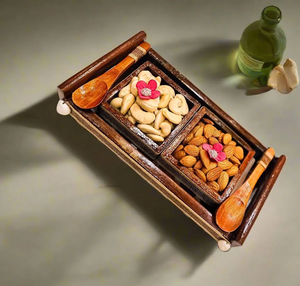 Plateau à fruits secs en bois massif gravé de qualité supérieure, écologique et lavable, idéal pour les fêtes - Product Image 4