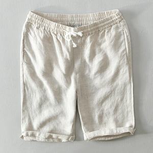 Shorts de bain et de plage pour hommes, coupe décontractée, couleur marine, légers, avec cordon de serrage, 100% coton, service OEM - Product Image 1