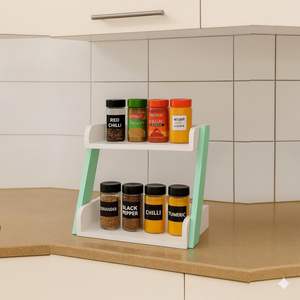 Organizador de Especias en Forma de Z para Encimeras y Armarios de Cocina |   Madera MDF de Primera Calidad |   Estante de Almacenamiento para Especias y Frascos - Product Image 3