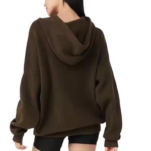 เสื้อฮู้ดการออกกำลังกายของผู้หญิงเสื้อครอปปักลายวินเทจผ้าแคนวาสสีล้วนเปิดไหล่ - Product Image 6