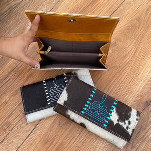 New Boot Stitch Cow Skin Women <b>Wallet</b> Genuine Cowhide Leather Clutch Purse Many Compartments Long <b>Wallet</b> with Many <b>Card</b> Slots - Product Image 6