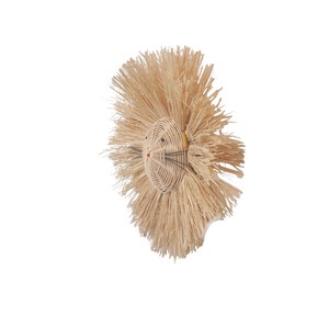 Décoration murale en rotin tressé motif tête de lion style bohème pour chambre d'enfant, en fibres végétales durables, pièce décorative animalière sauvage - Product Image 2