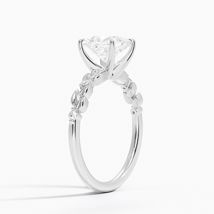 แหวน BOJ รุ่น 0108 ทรง Princess Cut เงินแท้ 925 ประดับเพชรเม็ดเดี่ยวรูปใบไม้และดอกตูม น้ำหนัก 2 กะรัต สี D ความสะอาด VVS1 เพชรโมอิสซาไนต์ รับรองโดย GRA - Product Image 2