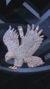 Pendentif Aigle Volant en Moissanite Certifiée VVS de Luxe Personnalisé, Entièrement Sertie, Breloques en Argent 925 pour Hommes - Product Image 2