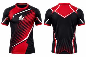 เสื้อรักบี้ชายแบบสั่งทำพิเศษ แขนสั้น ระบายเหงื่อได้ดี ทรงสปอร์ต สีแดง ดำ ขาว ลายเรขาคณิต ใส่ได้ทุกฤดู - Product Image 5