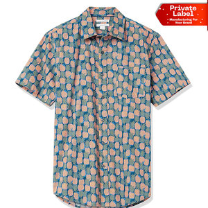 Camiseta de Playa con Logotipo Personalizado al por Mayor, Estampado Tropical Hawaiano, Fabricante OEM, Marca Privada, Camisetas de Playa para Hombre, Transpirables, de Algodón - Product Image 1