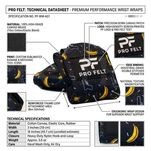 สายรัดข้อมือแบบสั่งทำ Pro Felt สำหรับยกน้ำหนัก ออกกำลังกายเพิ่มพลัง รองรับการฝึกซ้อม ปรับได้ ขนาด 18 นิ้ว - Product Image 2