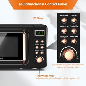 Horno Microondas Retro de Encimera de 700W con 5 Niveles de Potencia y Función de Cocción Automática - Product Image 6