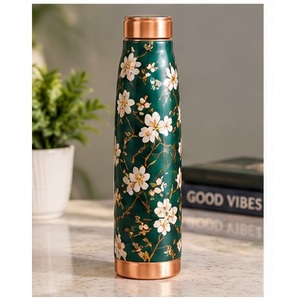 Handpainted Floral Cherry Blossom Copper <b>Thermos</b> With Copper Lid Portable Travel <b>Water</b> <b>Bottle</b> - Product Image 5