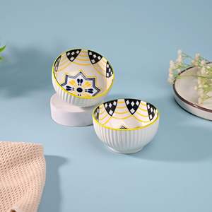 <b>Set</b> of 2 Artistic Porcelain Shiny Bowls Custom Design Eco-Friendly Soup and Ramen Bowls <b>Microwave</b> Oven Safe Metal Bowl - Product Image 4