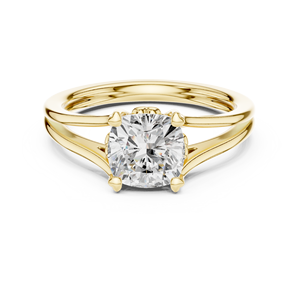 แหวนหมั้นเพชรทรงคุชชั่น 1 กะรัต เพชรเลี้ยงในห้องปฏิบัติการ ทองคำแท้ 14K ได้รับการรับรองจาก IGI สำหรับผู้หญิง เหมาะสำหรับงานปาร์ตี้ - Product Image 1