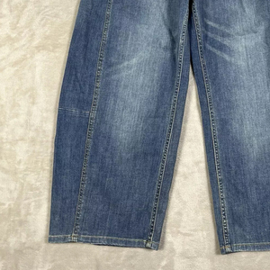 Pantalon en jean baggy décontracté pour femme, taille mi-haute, jambe large, service OEM, mode streetwear, personnalisable, été et hiver - Product Image 3