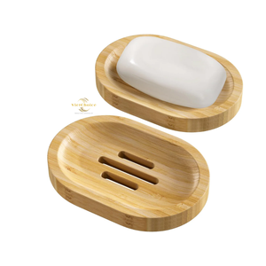 VietChoice Porte-savon rond moderne en bambou, minimaliste, écologique, auto-drainant pour salle de bain - Product Image 6