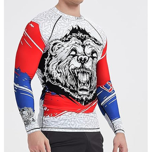 Men <b>Compression</b> <b>Shirt</b> Long Sleeve Rash Guard Graphic Print UV Protection Quick Dry OEM Factory Supply - Product Image 2