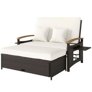 Beige Outdoor <b>Sofa</b> <b>Bed</b> Terrace and Patio Lounge Chair Practical <b>Storage</b> Solution - Product Image 5