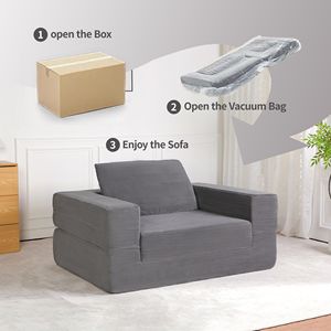 Sofá Cama Moderno y Compacto para Perros y Adultos, Tela de Pana para Sala de Estar y Dormitorio, No Requiere Montaje - Product Image 6