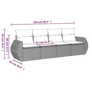 Dark Grey <b>Rattan</b> Garden <b>Sofa</b> Set 4 Seater <b>Outdoor</b> Furniture Contemporary Design - Product Image 5