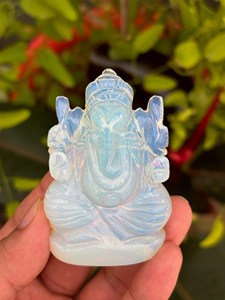 Pequeña Estatua de Ganesha de Opalita |   Ídolo de Ganesha Tallado a Mano de 2.75 Pulgadas |   Decoración de Altar con Cristales para Divinitades Hindúes |   Venta al por Mayor de Reiki para el Año Nuevo - Product Image 1