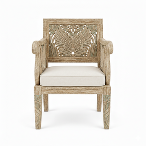 Sillón de Madera Maciza de Calidad de Exportación con Diseño de Alas de Cisne, Elegante y Moderno para Sala de Estar, Disponible a un Precio Razonable - Product Image 1