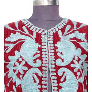 Chaqueta acolchada sin mangas de algodón para mujer, diseño étnico, bordada, corta, ecológica, de secado rápido, para exteriores, con logo frontal. - Product Image 6