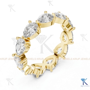 Bague de mariage pour femme en or massif 14K/18K avec diamant de laboratoire CVD HPHT taille marquise, idéale pour les fêtes et mariages - Product Image 4