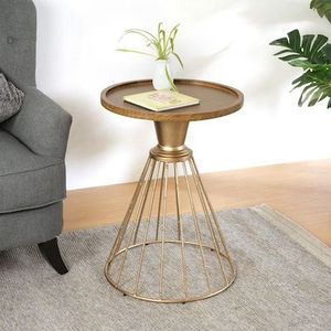 Mesa Auxiliar Metálica Curva con Acabado Dorado, Mueble Artístico Decorativo, Mesa Auxiliar Moderna, Decoración Elegante para el Hogar - Product Image 4