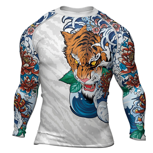 Maillot de protection personnalisé à manches longues pour homme, imprimé vague de tigre, respirant, pour MMA, BJJ et arts martiaux - Product Image 2