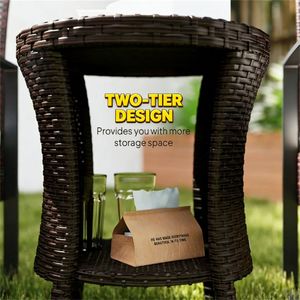 Tavolino da Caffè Marrone Misto per Esterni, Tavolo Laterale da Giardino/Terrazzo (Solo Tavolo) - Product Image 4