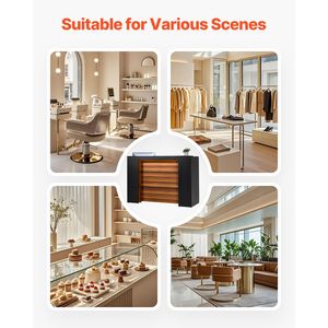 Bancone Reception Rettangolare da 62 Pollici, Design Moderno, Tavolo Frontale per Negozi con Luce LED, per Ufficio, Salone di Bellezza e Hotel - Product Image 6