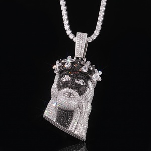 Iced Out <b>Mask</b> Pendant Necklace 14K Solid <b>Gold</b> Cuban Chain Hip Hop Jewelry for Men Wedding Anniversary Gift - Product Image 5
