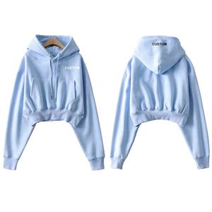 Femmes Pas Cher Personnalisé Crop Top de Haute Qualité de Sport Chandail À capuchon Street Wear Femmes plaine à capuche 100% coton - Product Image 2