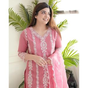 Robes décontractées de créateur, magnifique ensemble haut et bas Plazzo pour les fêtes - Product Image 3