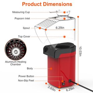 Máquina para Hacer Palomitas de Maíz Mini de 1200W, Fácil de Usar, 8 Tazas, Sin Aceite, con Taza Medidora y Calentador de Mantequilla - Product Image 6