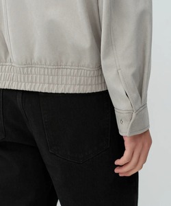 Blouson bomber en daim gris pour homme, col rabattu, fermeture éclair, style décontracté, coupe classique, couleur unie, pour l'automne - Product Image 5