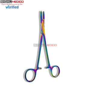 Premium Ophthalmic Needle Holder Driver with Multicolor Rainbow <b>Titanium</b> Coating Integrated Hemostat Scissors - Product Image 2