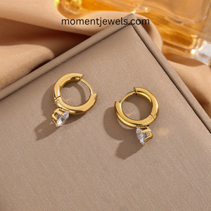 <b>Gold</b> Plated Stainless Steel Hoop <b>Earrings</b> Round Zircon Halo <b>Clip</b> <b>On</b> <b>Earrings</b> for Women Party Jewelry - Product Image 4
