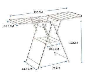 Compact Stainless Steel Double Tier Butterfly Laundry Rack Lacquer Finish Portable Clothes Dryer Living Room Rig - Product Image 1