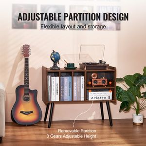 Armadietto da 220 in vinile marrone Vintage che tiene giradischi supporto ripiani rimovibili regolabile in altezza per soggiorno camera da letto - Product Image 3