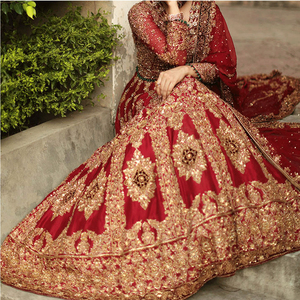 ชุดเลเฮนกาสำหรับเจ้าสาวชาวปากีสถานแบบทันสมัย พร้อมเสื้อครอปท็อปปักโลโก้ตามสั่ง ความยาวคลุมเท้า ผ้าฝ้าย 100% ซิปแบบคลาสสิก - Product Image 2