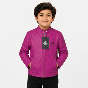 Fashionable kids <b>leather</b> <b>jacket</b> with soft lining comfortable fit premium craftsmanship and everyday outdoor style - Product Image 1