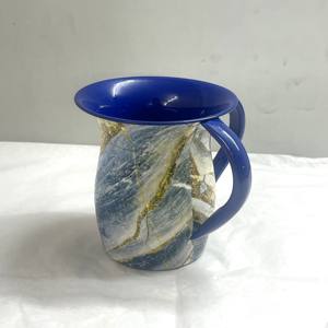 ถ้วยล้างมือแบบจูไดก้า พร้อมหูจับสองข้าง ทำจากสแตนเลส สำหรับพิธีกรรมก่อนและหลังการรับประทานอาหาร ภาชนะสำหรับชาวชาวยิว - Product Image 1