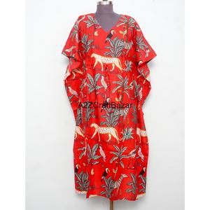 Vestido Maxi Ajustado sin Mangas con Cuello en V y Estampado Floral Indio de Algodón Ecológico - Diseño Casual y Sexy con Logotipo Frontal para Uso Diario de Mamás - Product Image 1