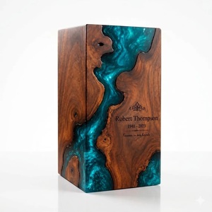 Personalized American Style Wooden Resin Handmade Cremation Urn <b>Box</b> for Human & Pet Ashes Eco-Friendly & Durable Burial <b>Memorial</b> - Product Image 1