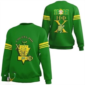Sudadera de Cuello Redondo a Cuadros Verdes para Hombre Chi Eta Phi, Corte Regular, Logotipo Estampado por Sublimación, Ropa Casual de Otoño - Product Image 4